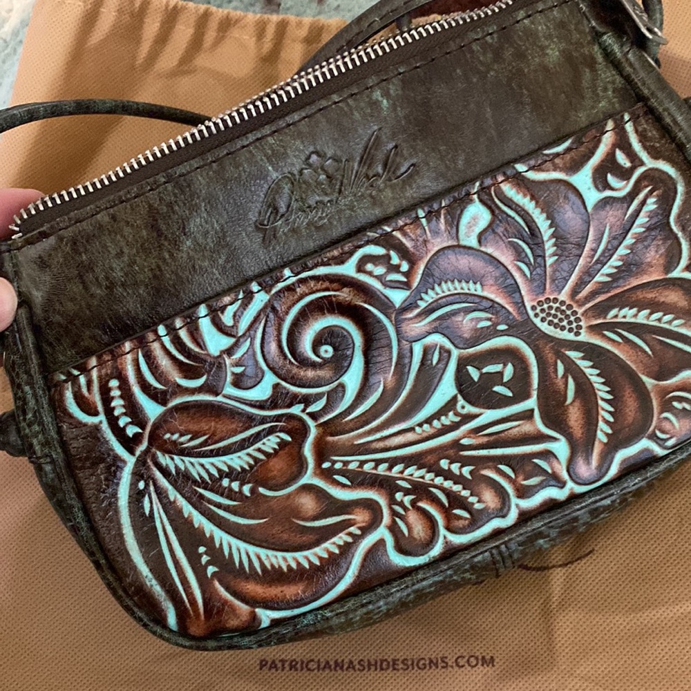 Patricia Nash Tooled Turquoise Crossbody Bag